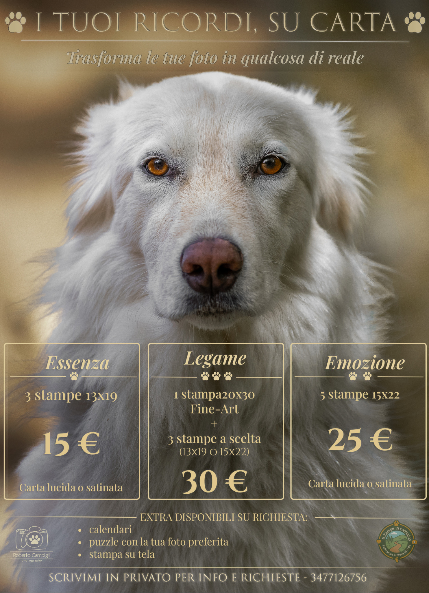 Locandina con le proposte per le stampe fotografiche